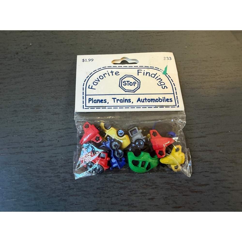 Favorite Findings Planes Trains Automobiles Novelty Buttons Set 233 New